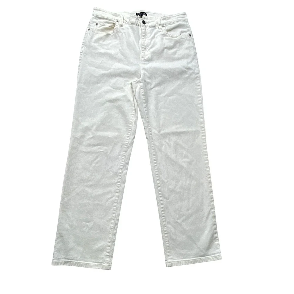 Eileen Fisher Jeans Womens 32x26 White High Rise Relaxed Organic Cotton Stretch